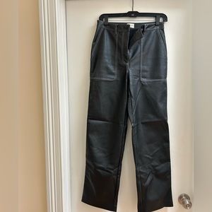 Aritzia Black Stitched Leather Pants